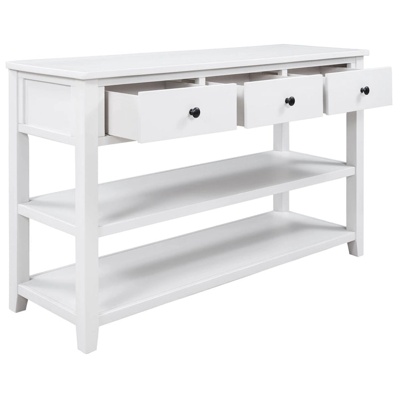 Console Table with 3 Drawers and 2 Open Shelves