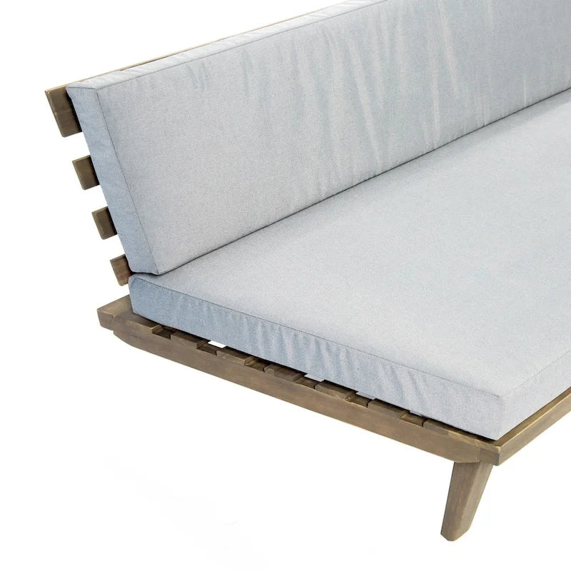 Acacia Wood Right-Sided 2-Seater Sofa with Cushions