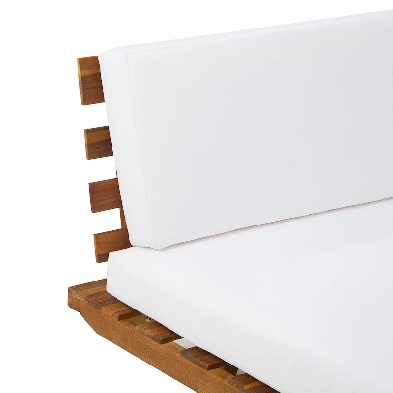 Acacia Wood Right-Sided 2-Seater Sofa with Cushions