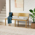 Solid Wood Dining Bench with Curved Backrest