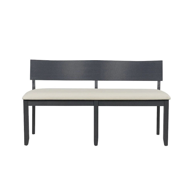 Solid Wood Dining Bench with Curved Backrest
