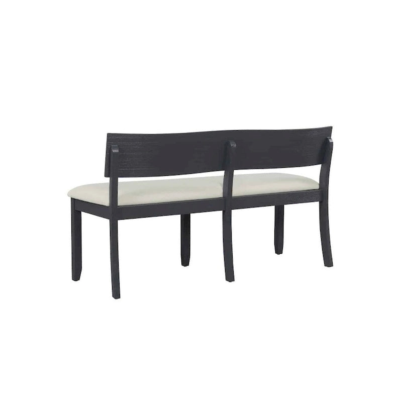Solid Wood Dining Bench with Curved Backrest