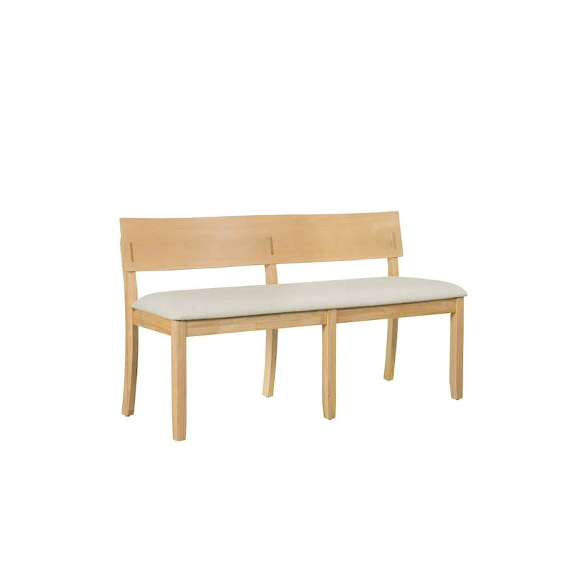 Solid Wood Dining Bench with Curved Backrest