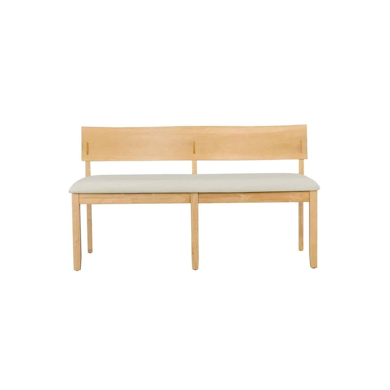Solid Wood Dining Bench with Curved Backrest
