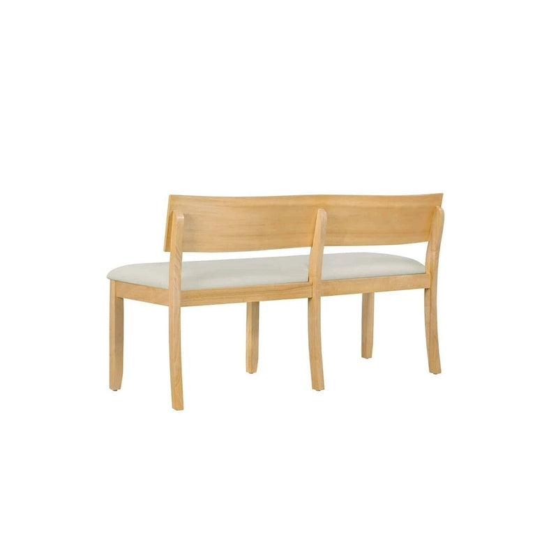 Solid Wood Dining Bench with Curved Backrest