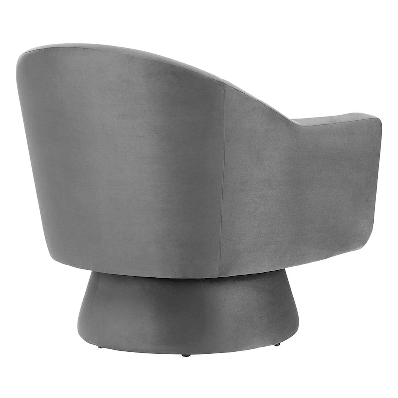 Performance Velvet and Wood Swivel Chair