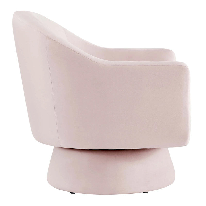 Performance Velvet and Wood Swivel Chair