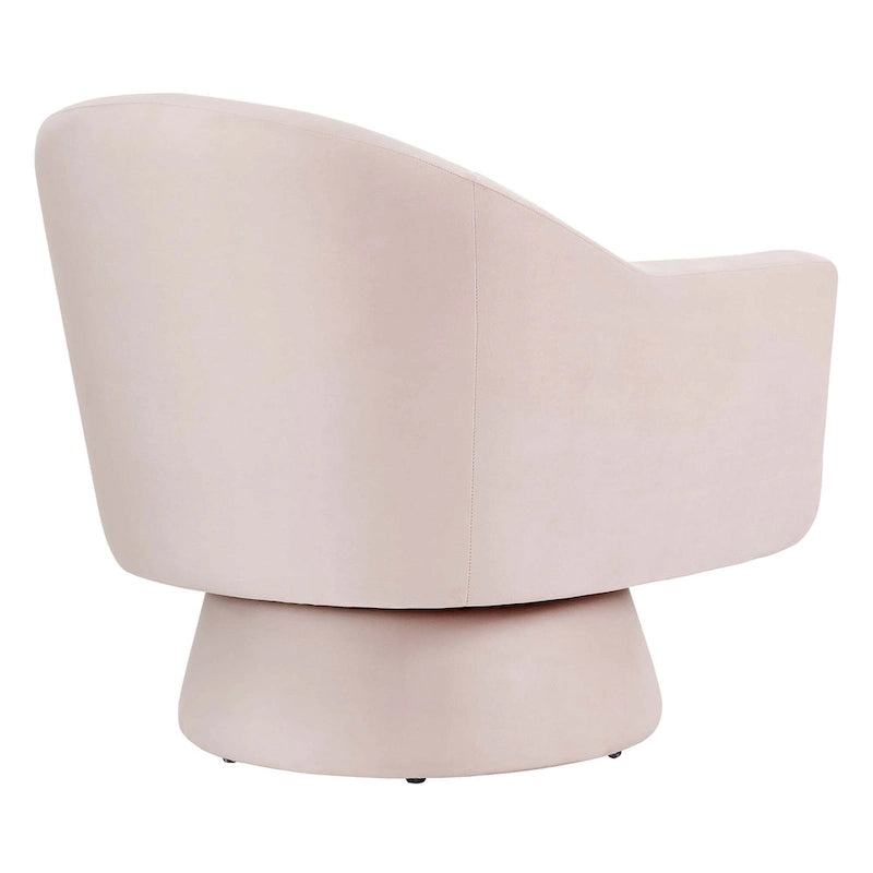 Performance Velvet and Wood Swivel Chair