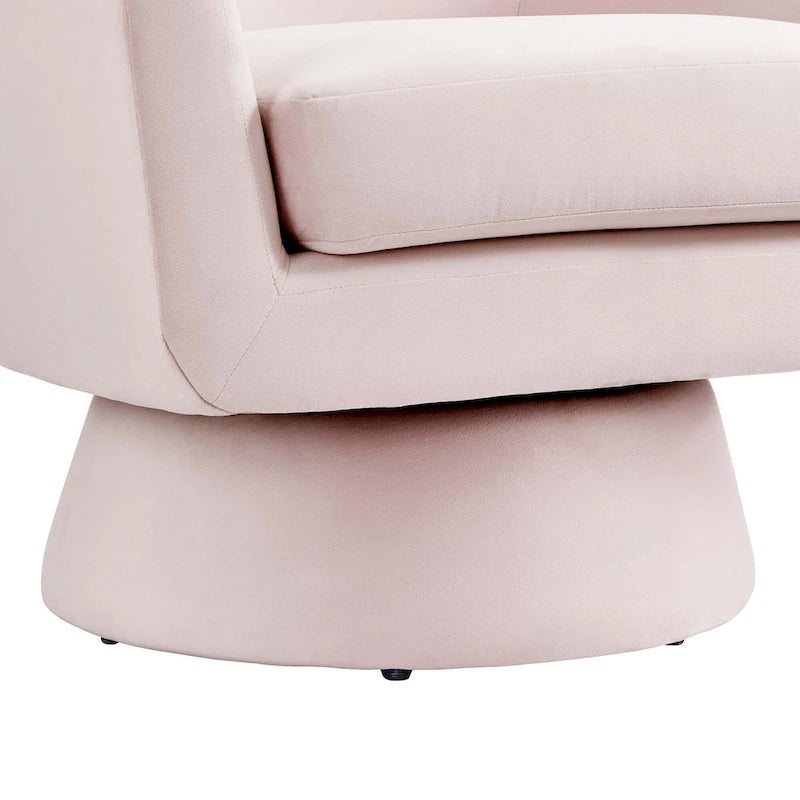 Performance Velvet and Wood Swivel Chair