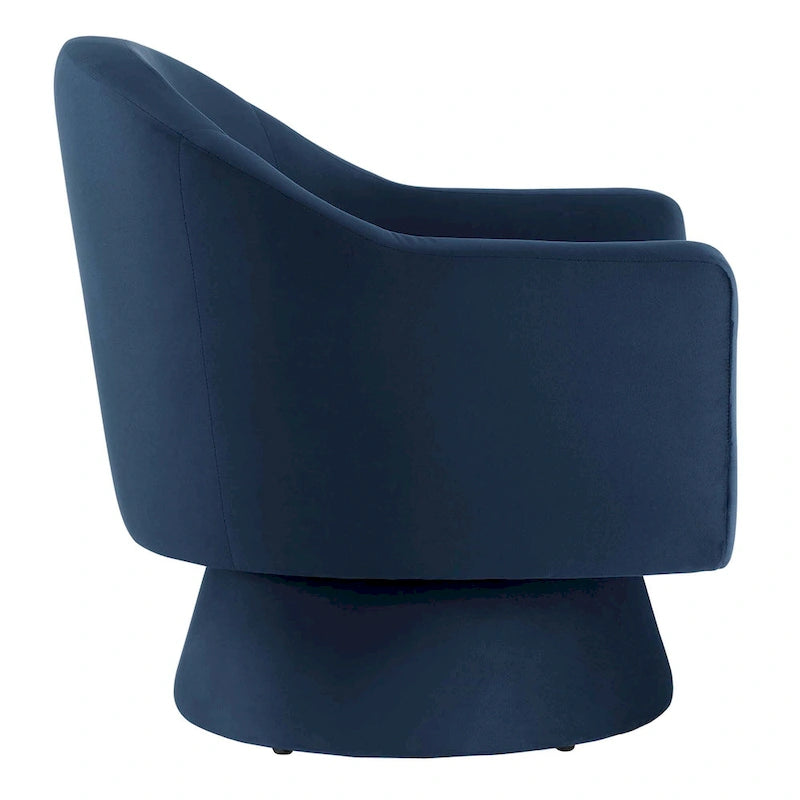 Performance Velvet and Wood Swivel Chair