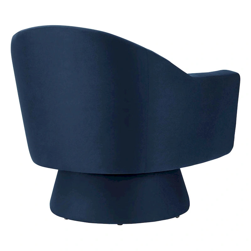 Performance Velvet and Wood Swivel Chair