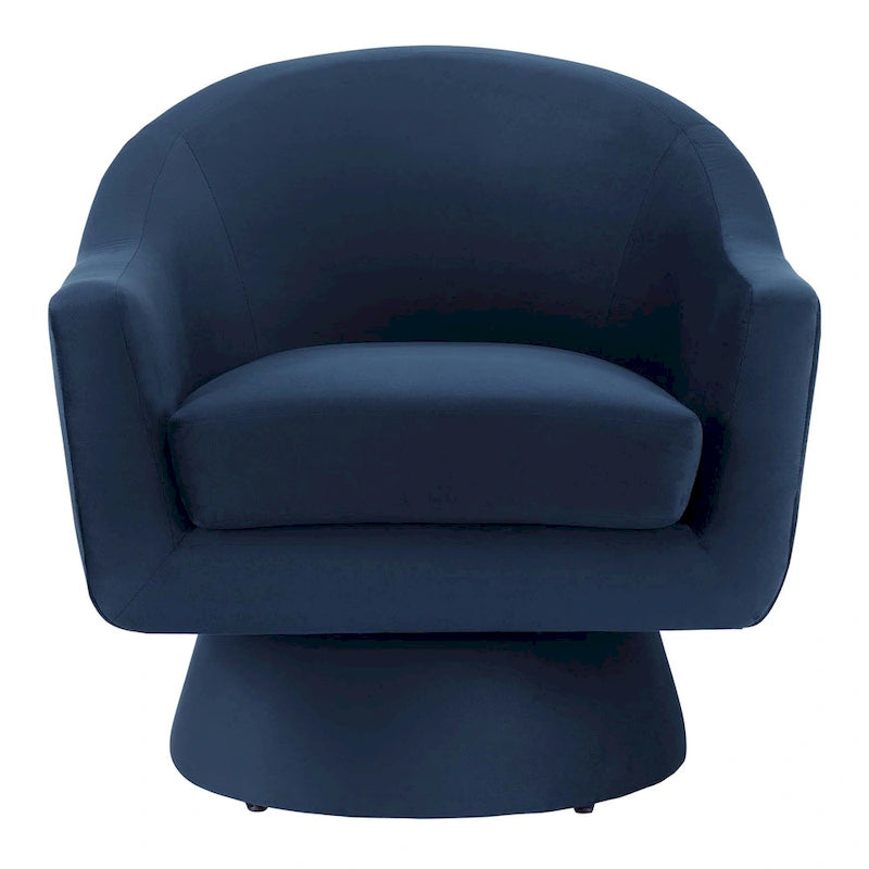 Performance Velvet and Wood Swivel Chair
