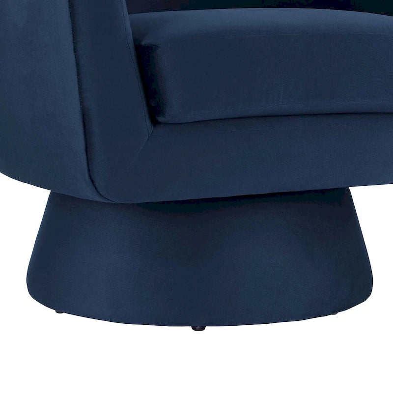 Performance Velvet and Wood Swivel Chair