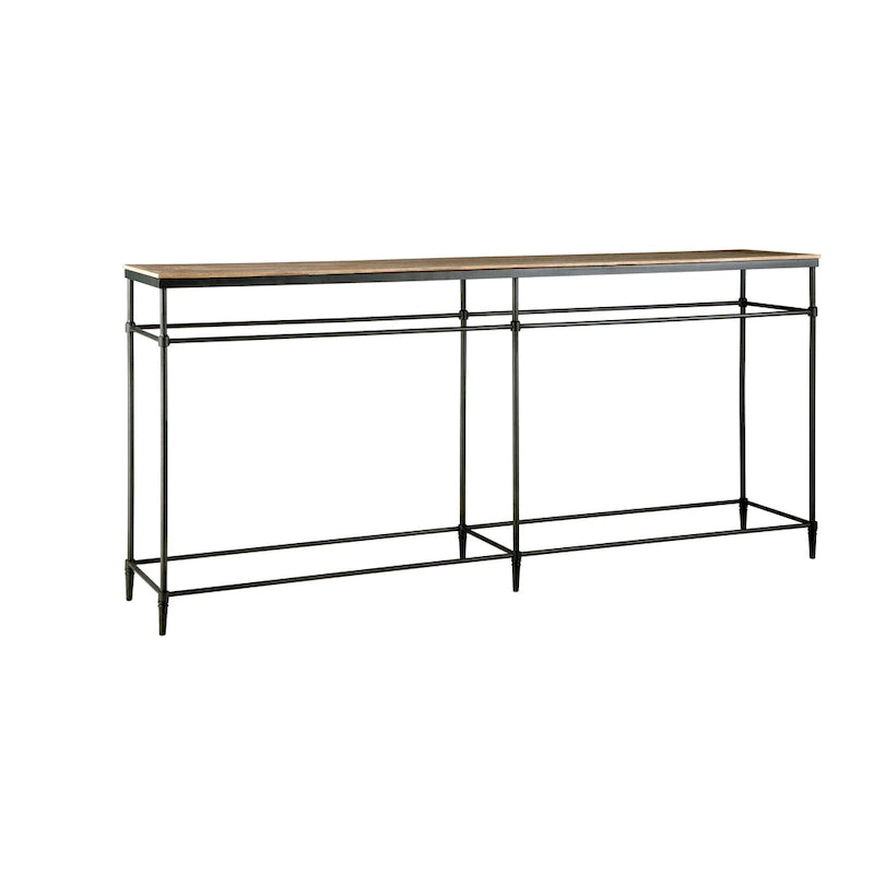 74-Inch Solid Mango Wood Console Table with Steel Legs