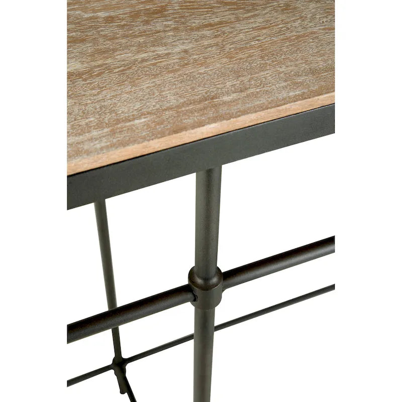 74-Inch Solid Mango Wood Console Table with Steel Legs