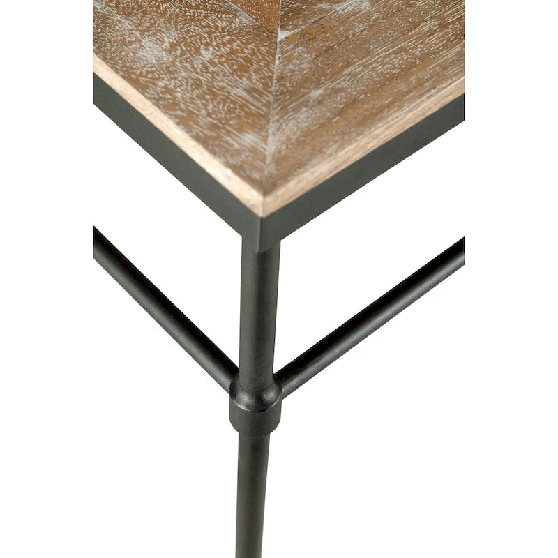 74-Inch Solid Mango Wood Console Table with Steel Legs