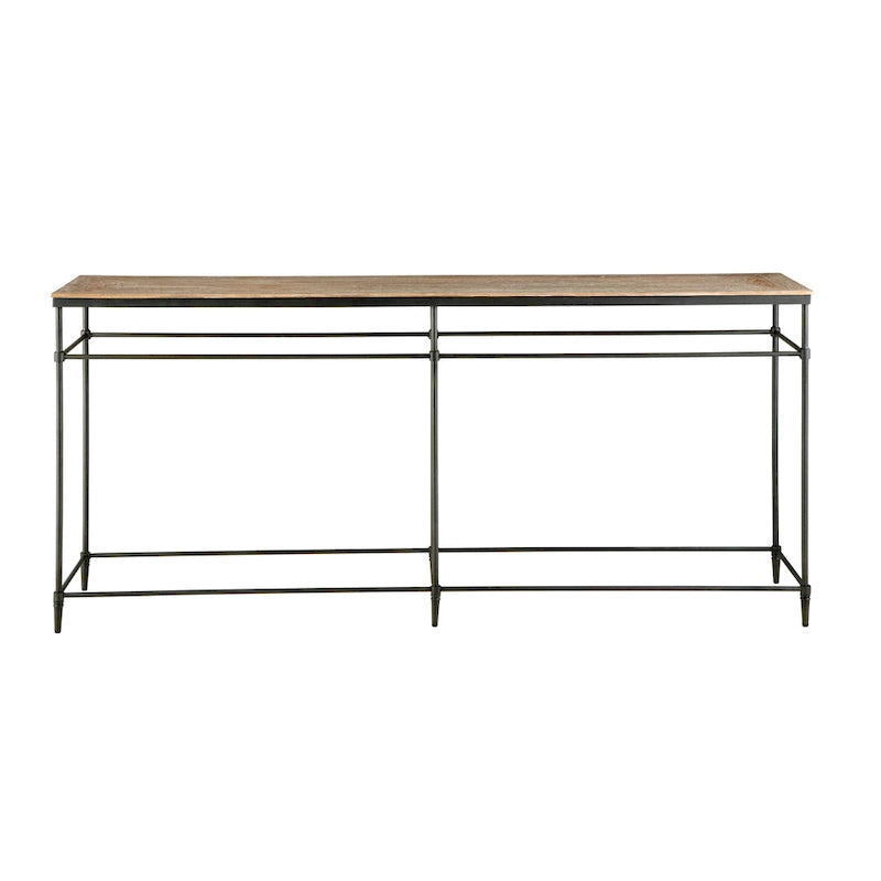 74-Inch Solid Mango Wood Console Table with Steel Legs
