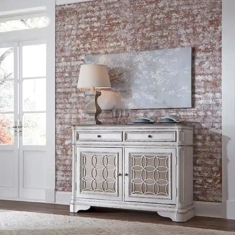 Mirrored Buffet with Two Drawers and Adjustable Shelves