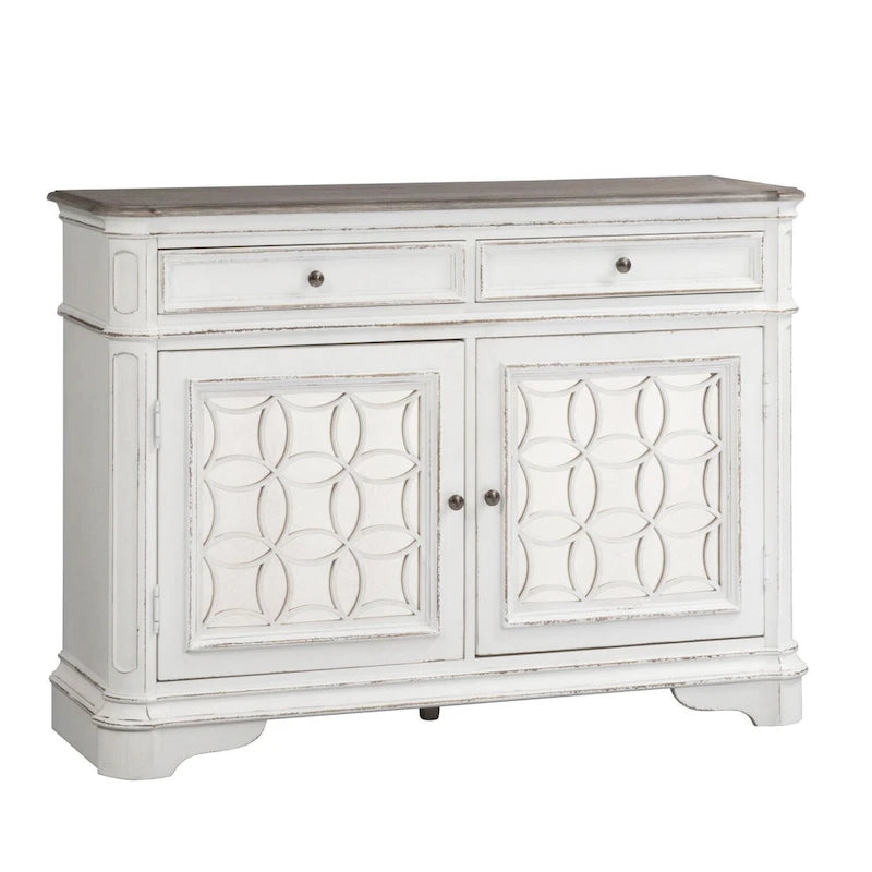 Mirrored Buffet with Two Drawers and Adjustable Shelves