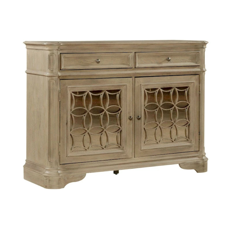 Mirrored Buffet with Two Drawers and Adjustable Shelves