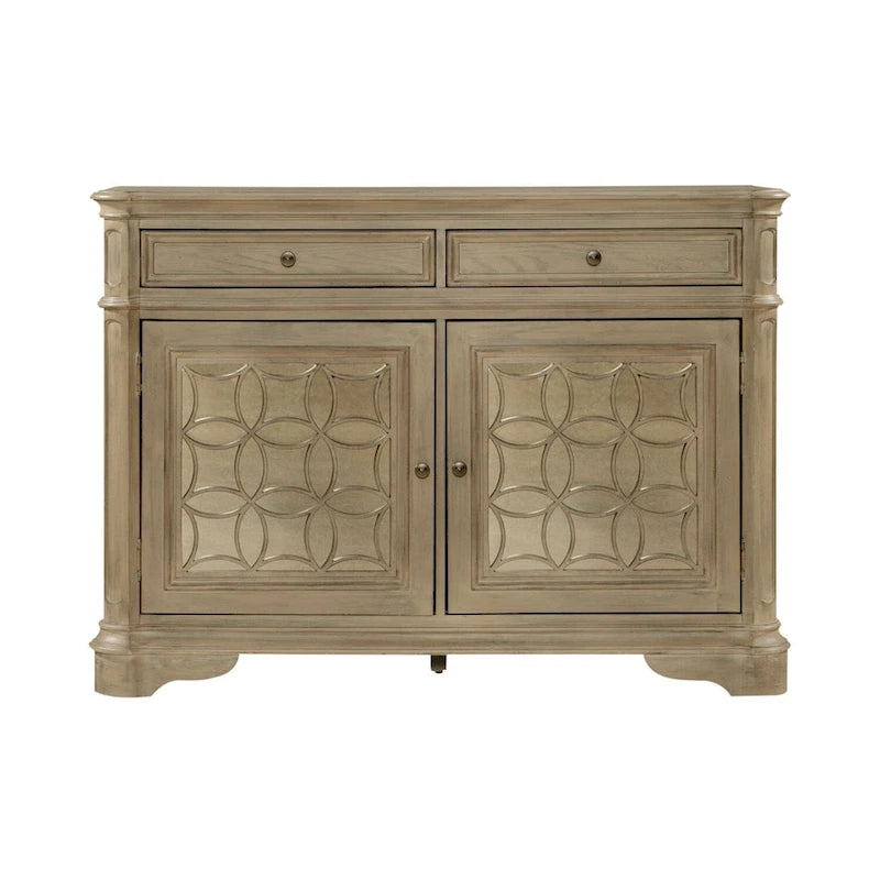 Mirrored Buffet with Two Drawers and Adjustable Shelves