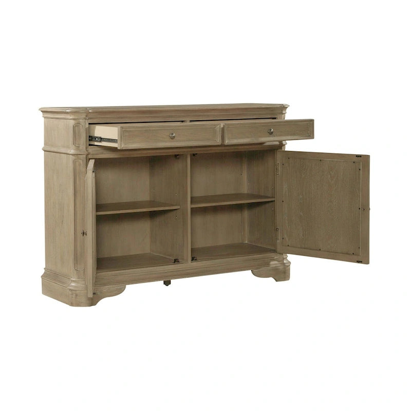 Mirrored Buffet with Two Drawers and Adjustable Shelves