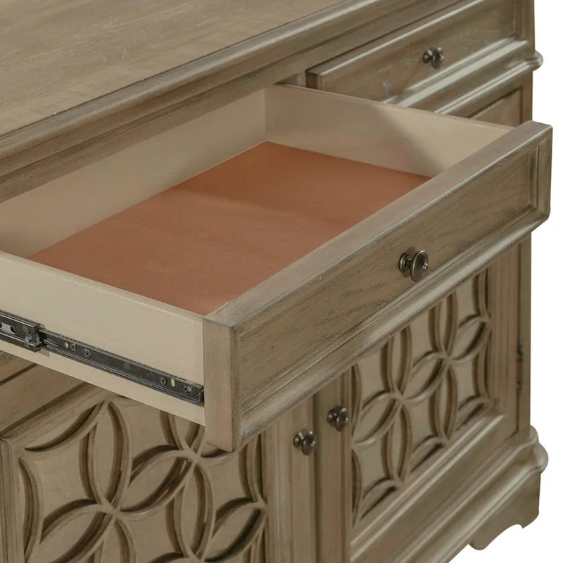 Mirrored Buffet with Two Drawers and Adjustable Shelves