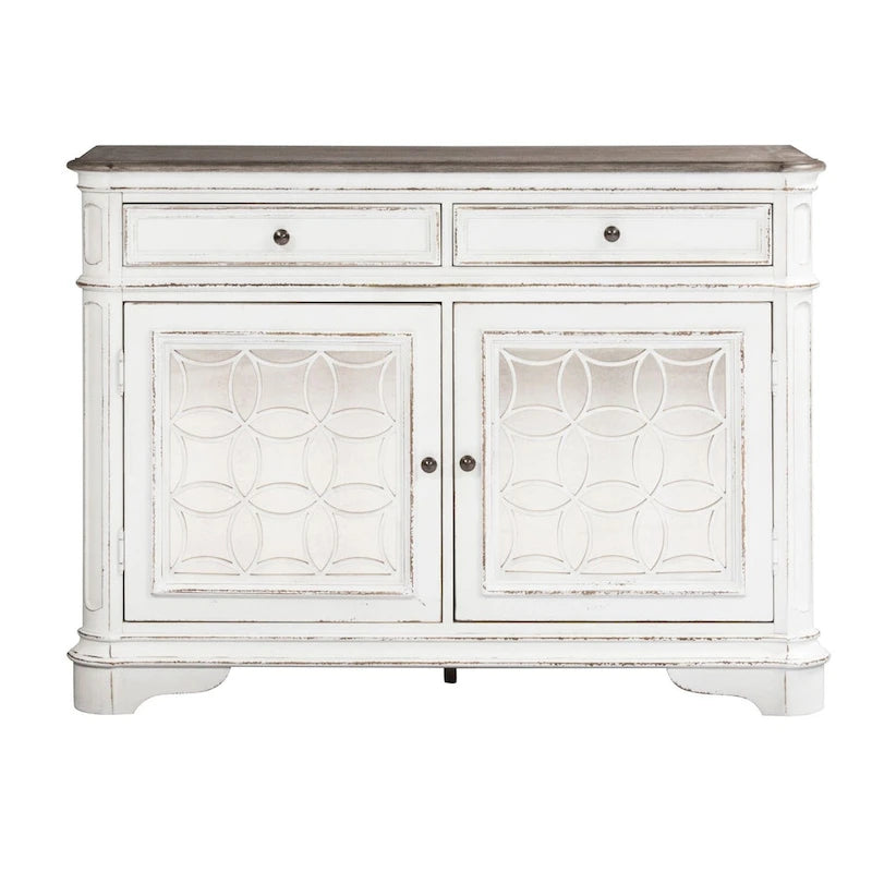 Mirrored Buffet with Two Drawers and Adjustable Shelves