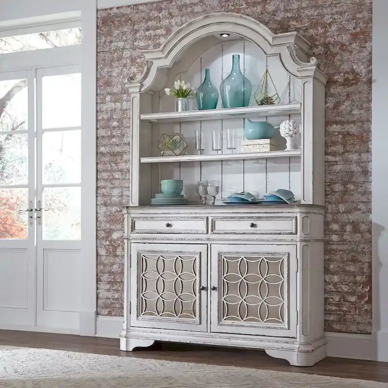 Mirrored Buffet with Two Drawers and Adjustable Shelves