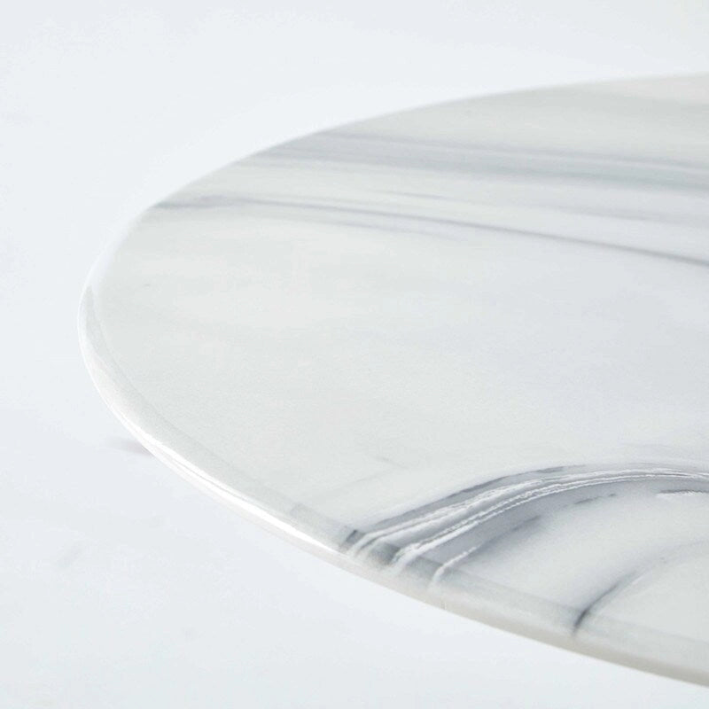 42.1-Inch Round Marble-Pattern Dining Table for 4–6 People