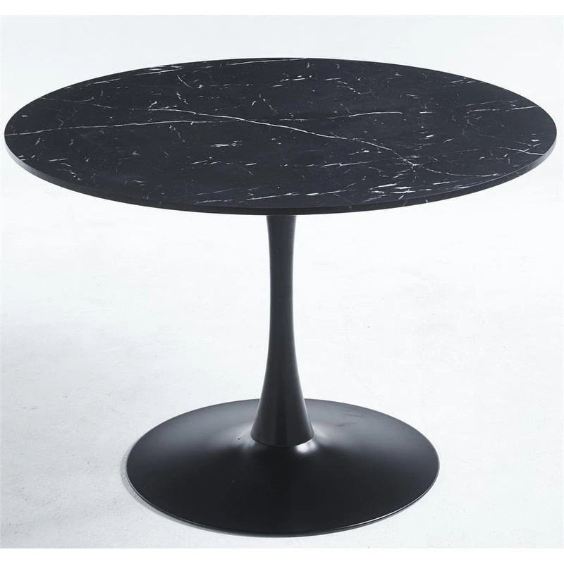 42.1-Inch Round Marble-Pattern Dining Table for 4–6 People