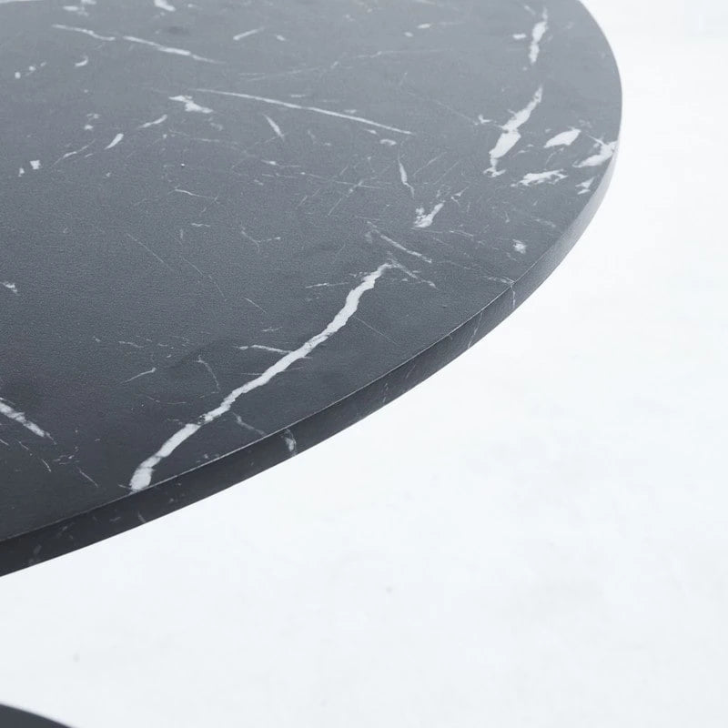 42.1-Inch Round Marble-Pattern Dining Table for 4–6 People