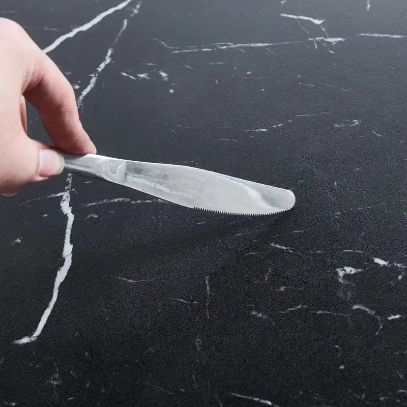 42.1-Inch Round Marble-Pattern Dining Table for 4–6 People
