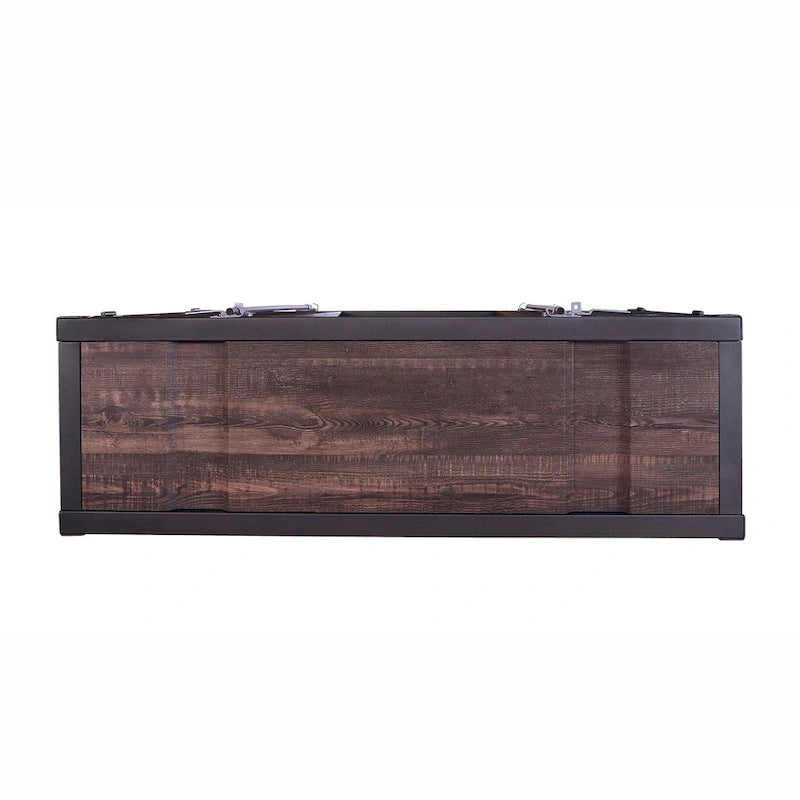 Industrial Steel Console Table with Shelves and Cabinets