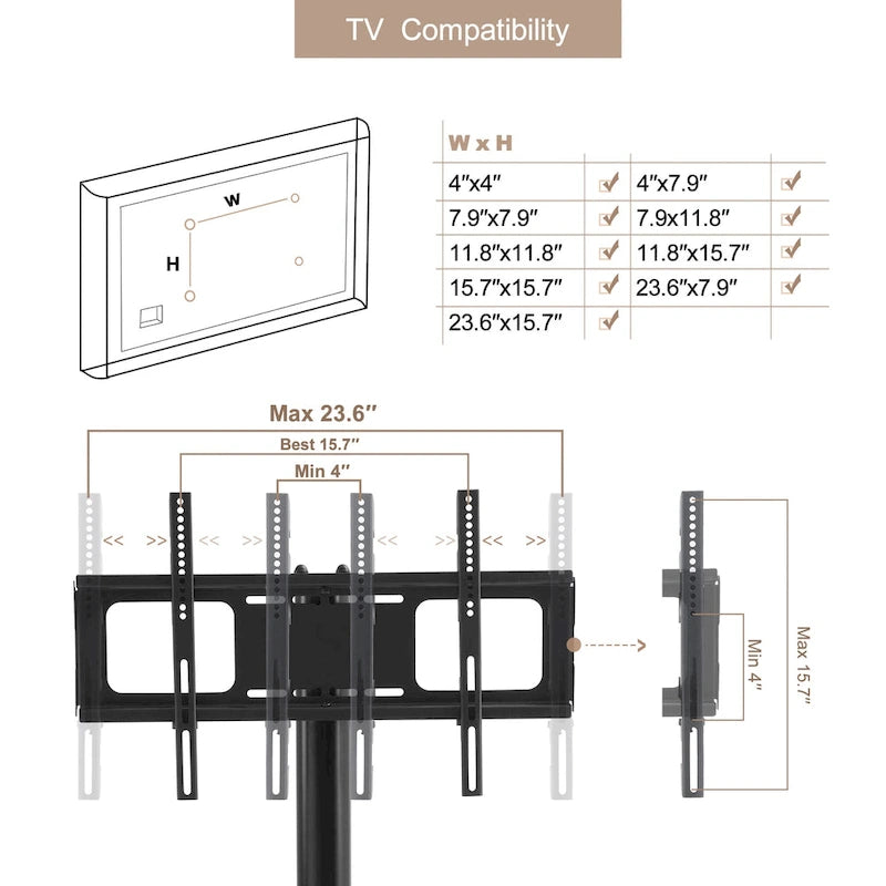 Adjustable Mobile TV Stand with Glass Shelves and Lockable Wheels
