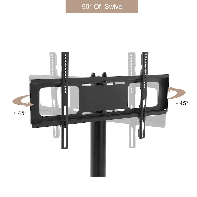 Adjustable Mobile TV Stand with Glass Shelves and Lockable Wheels