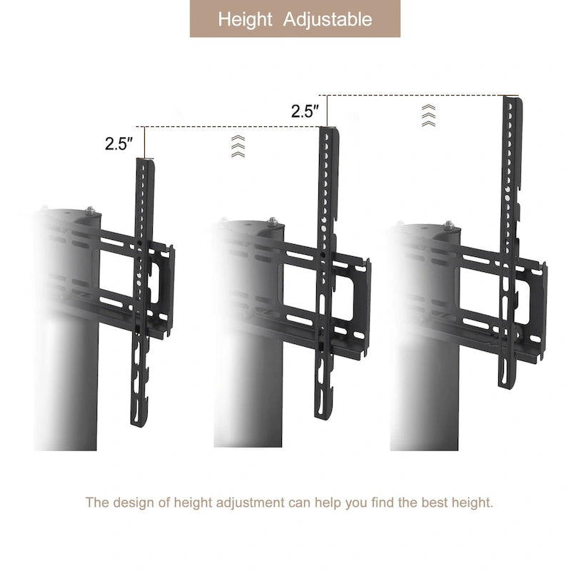 Adjustable Mobile TV Stand with Glass Shelves and Lockable Wheels