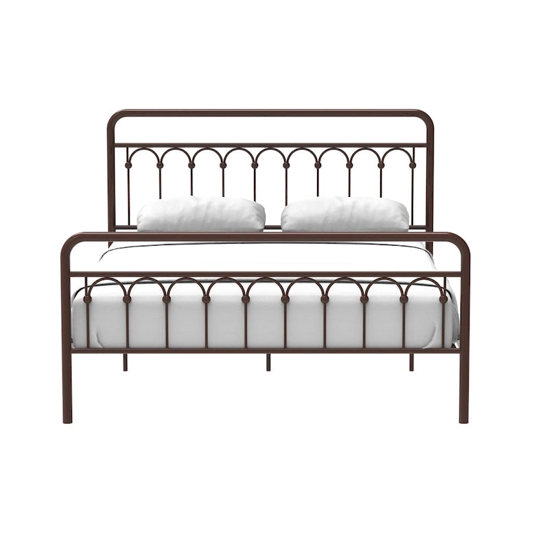 Queen Metal Bed Frame in Black and Antique Brown