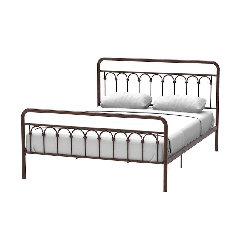 Queen Metal Bed Frame in Black and Antique Brown