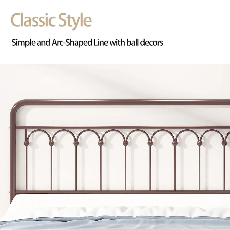 Queen Metal Bed Frame in Black and Antique Brown