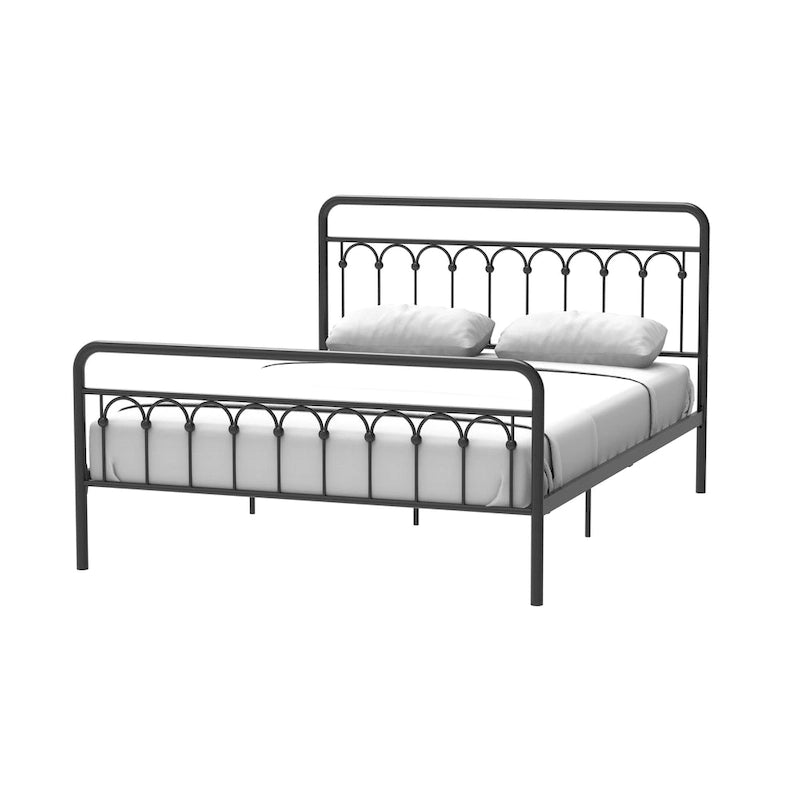 Queen Metal Bed Frame in Black and Antique Brown
