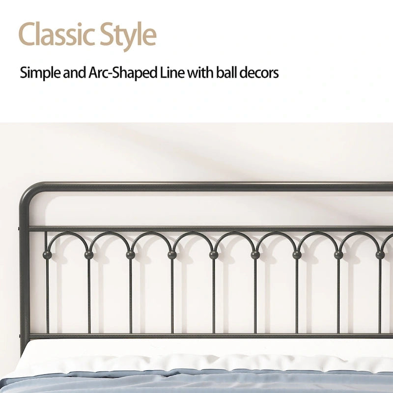Queen Metal Bed Frame in Black and Antique Brown