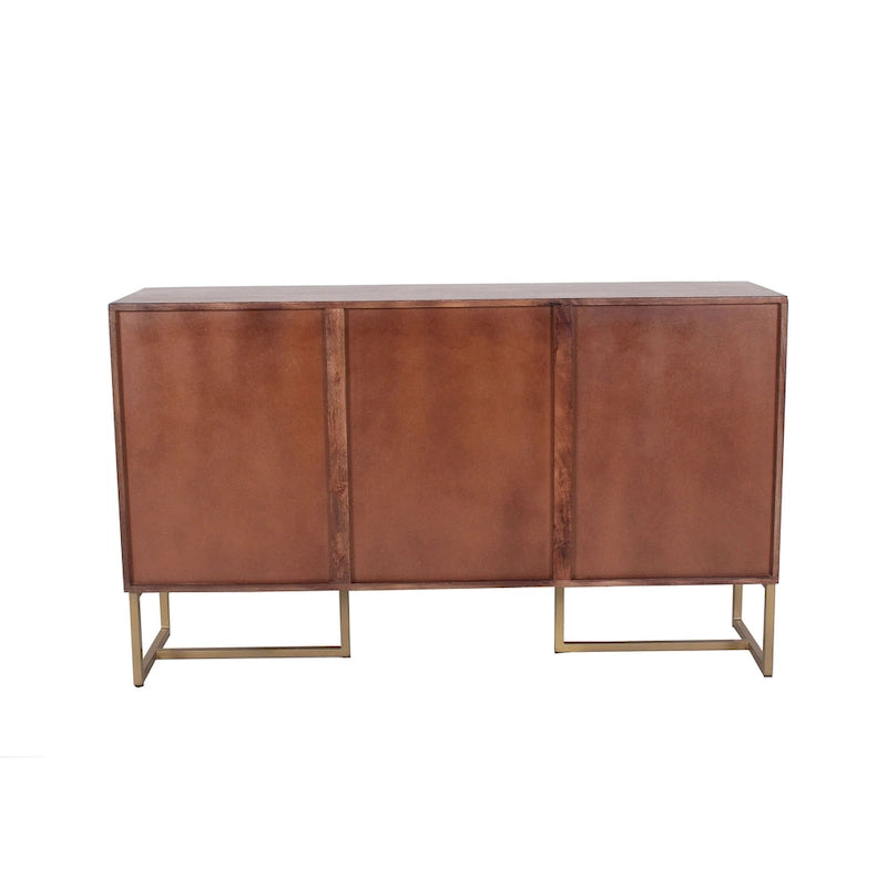 2-Door 3-Drawer Herringbone Wood Cabinet