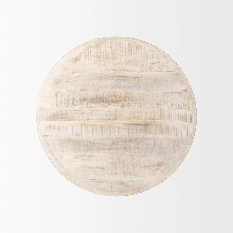 36-Inch Round Solid Mango Wood Coffee Table in Blonde Finish