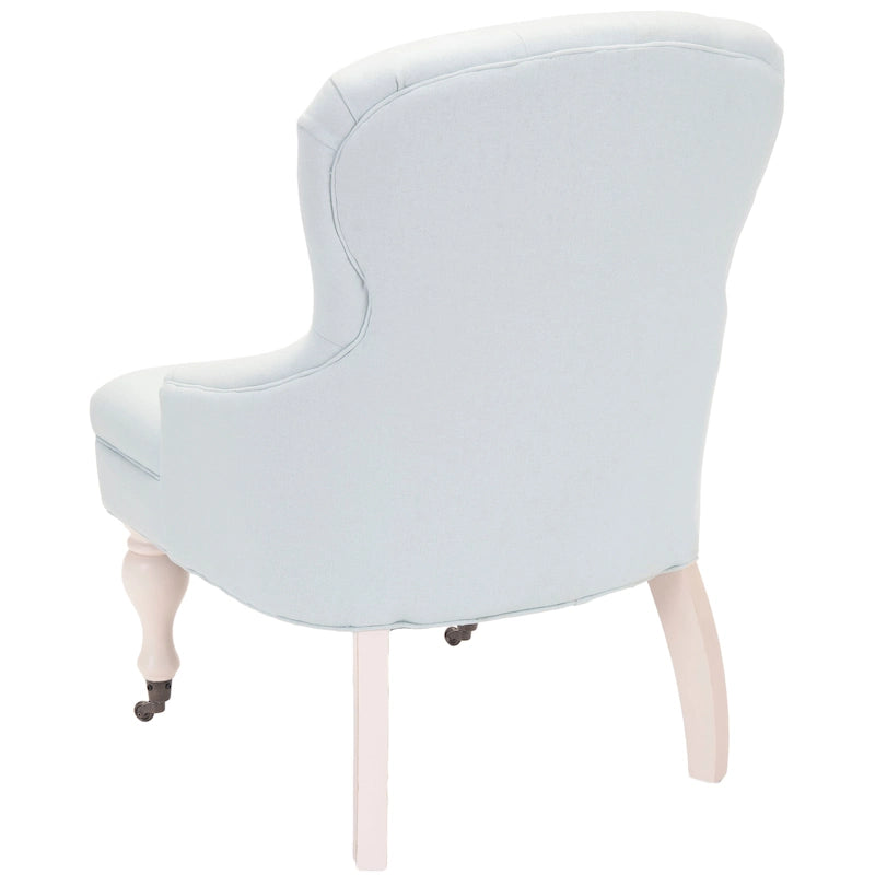 Petite Tufted Linen Armchair with Birch Legs