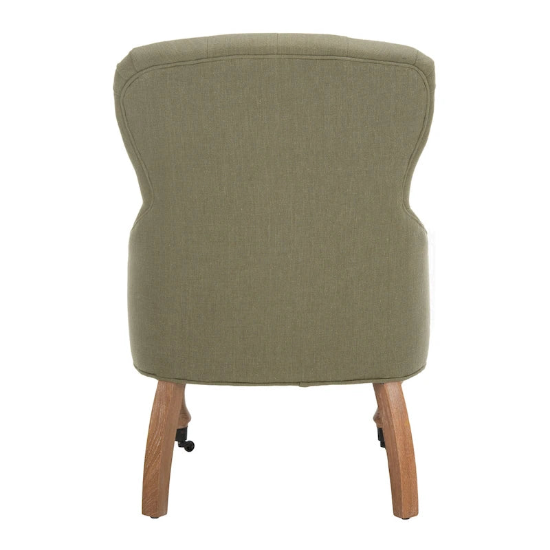 Petite Tufted Linen Armchair with Birch Legs