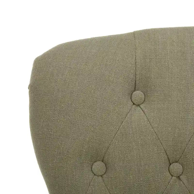 Petite Tufted Linen Armchair with Birch Legs
