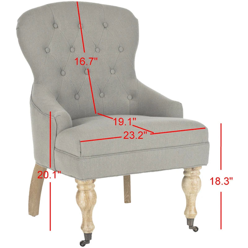 Petite Tufted Linen Armchair with Birch Legs