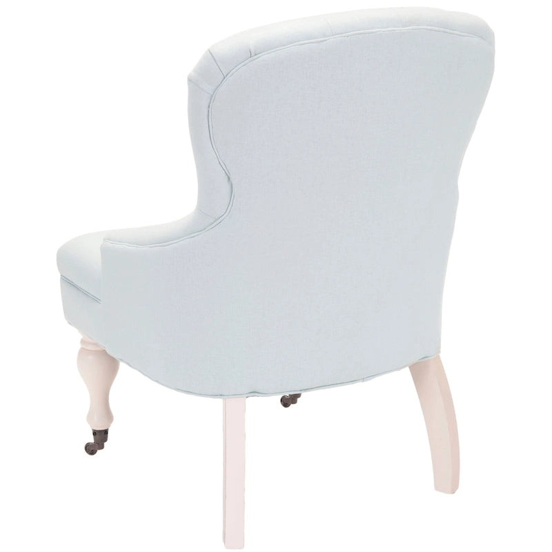 Petite Tufted Linen Armchair with Birch Legs