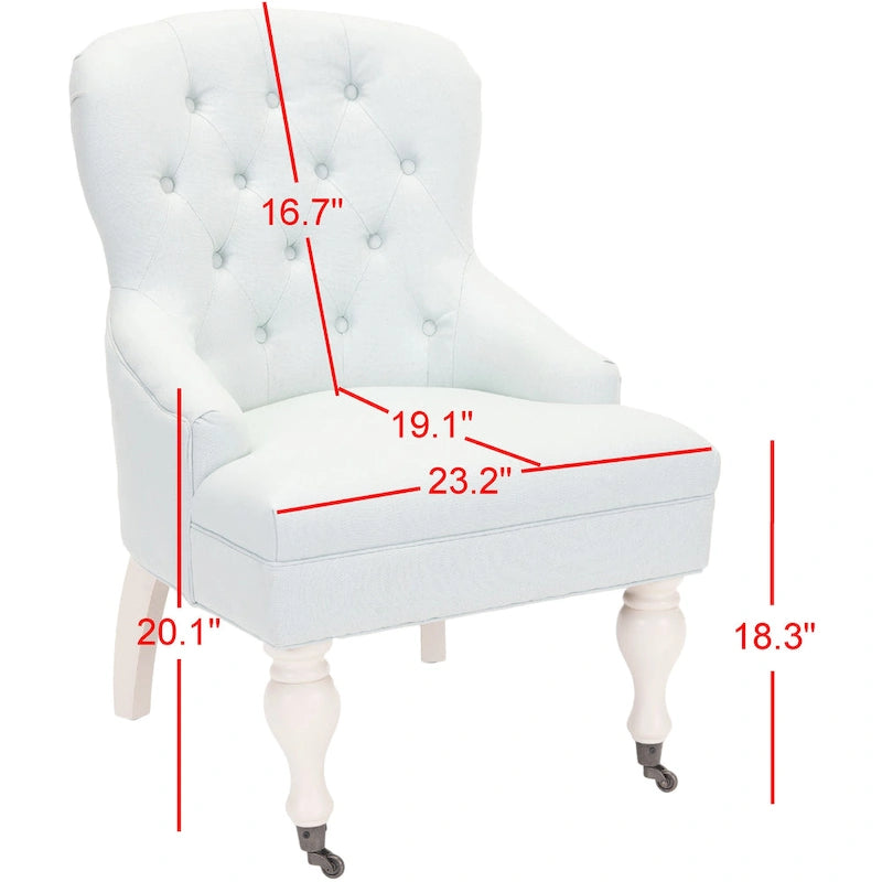 Petite Tufted Linen Armchair with Birch Legs
